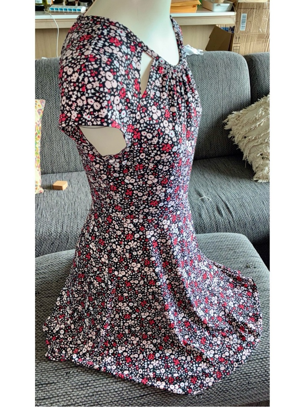 Michael Michael Kors Sht-slv Floral Print Knee-length Dress, Sz S - Picture 3 of 5